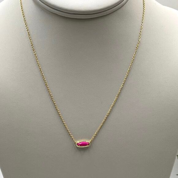 Kendra Scott EVA Gold Plated Pink Magenta Magnesite Pendant Necklace - Picture 1 of 7